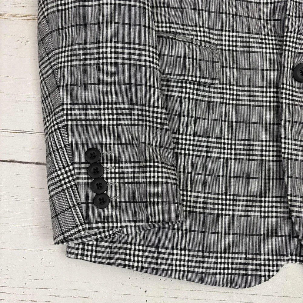 Express Blazer Men Unstructured 38S Gray Glen Plaid Linen Blend Extra Slim Fit